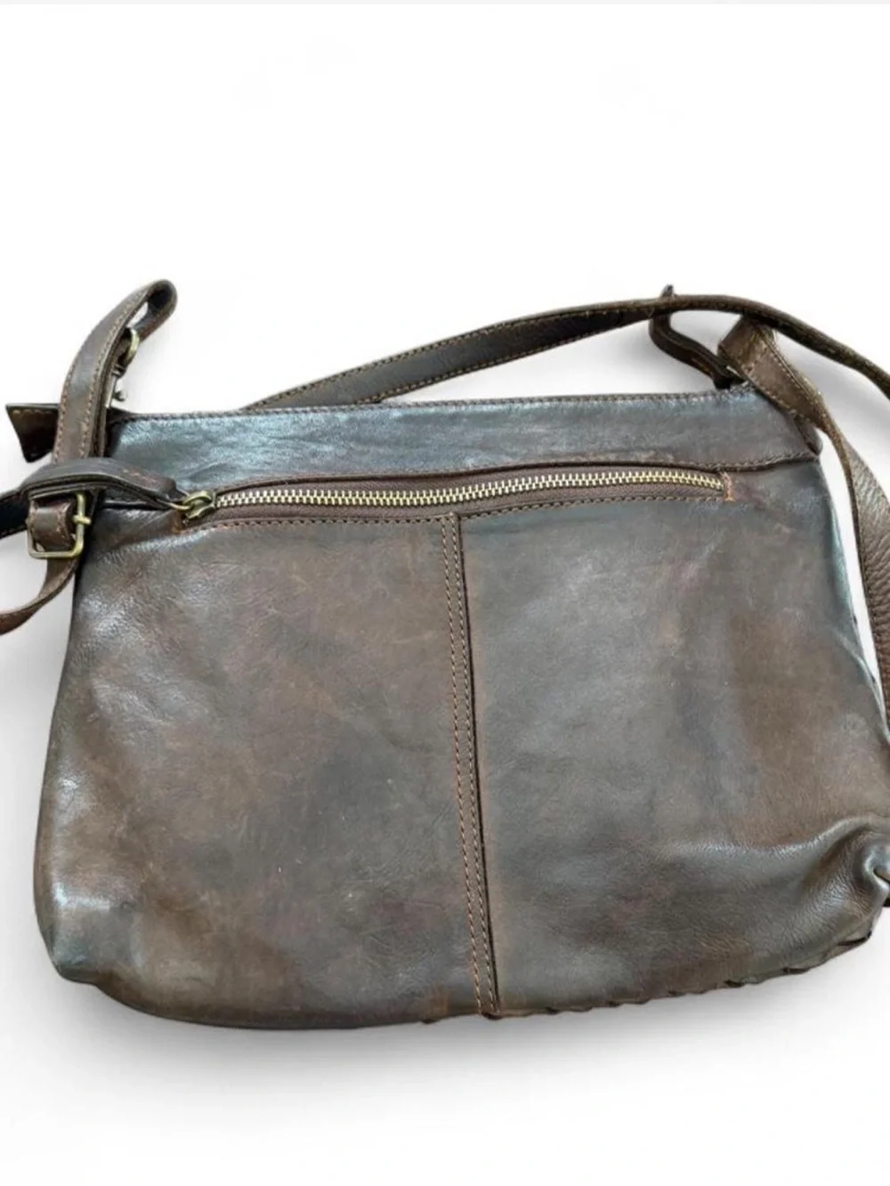 Pikolinos Faura Woven Basket Weave Leather Crossbody Bag Brown
